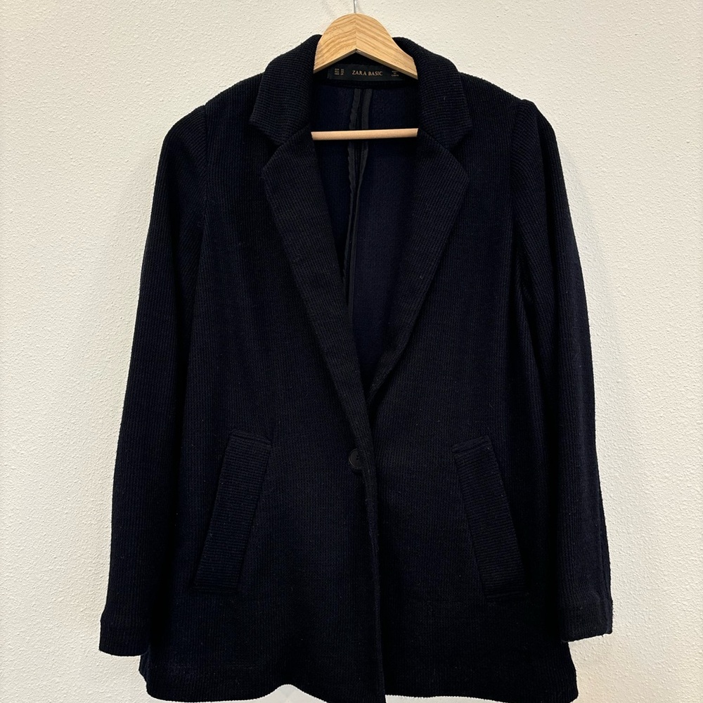 Zara Navy Blue Knit Blazer